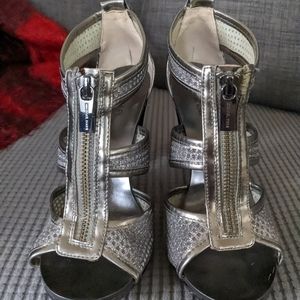 Michael Kors silver zip-up heels